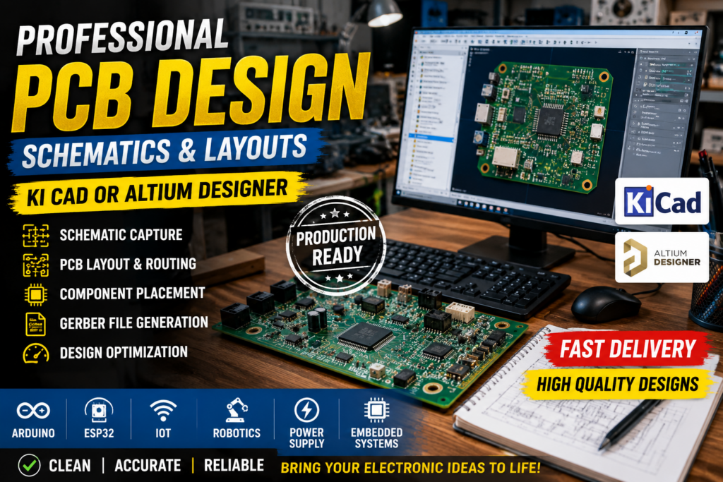 I will design professional pcb and schematics in kicad or altium